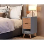 Mesa de Cabeceira Apê 2 Gavetas Pés Palito Onix/Cinamomo - jm Casa dos Moveis